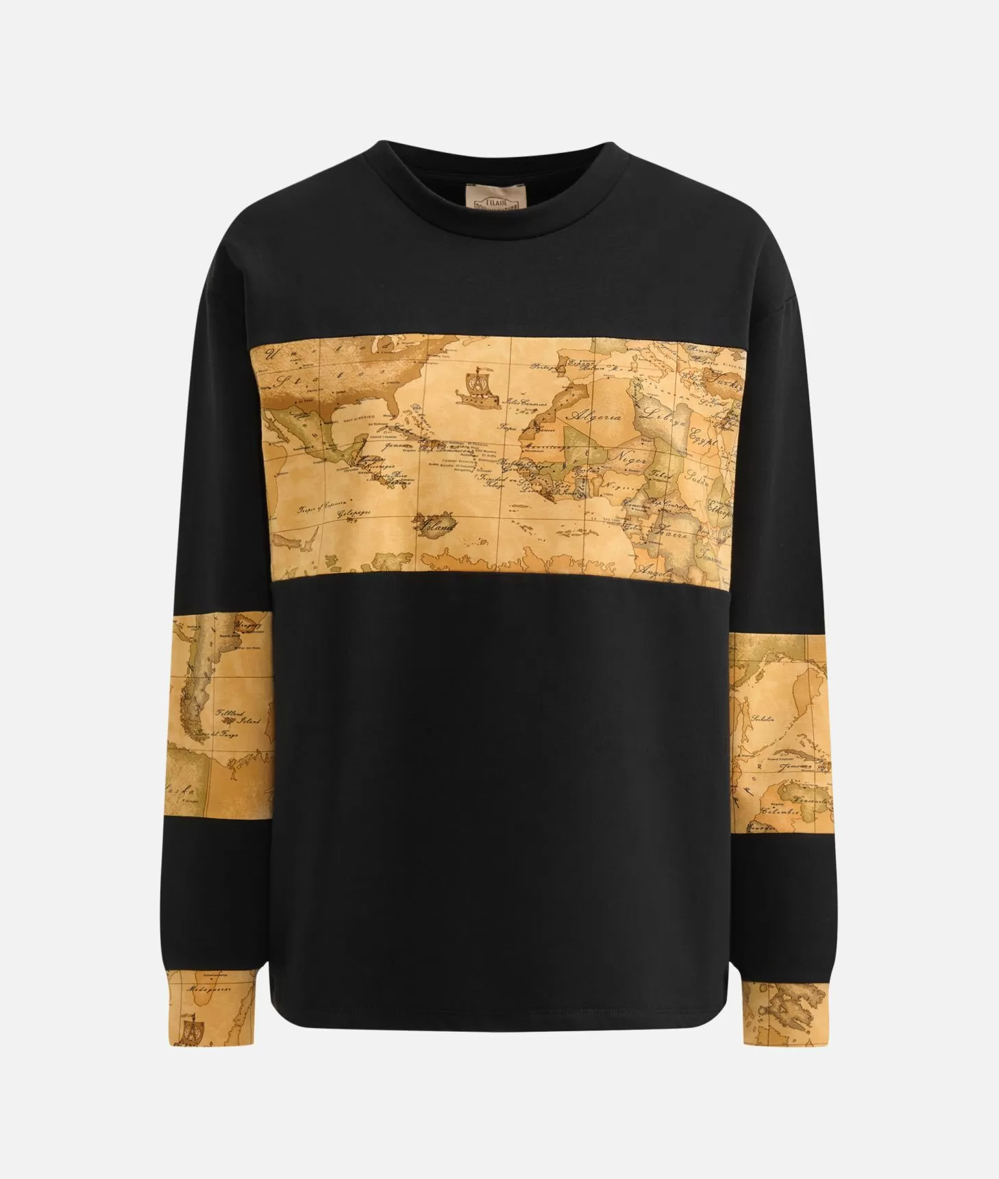 Alviero martini 1a classe Felpa in cotone garzato stretch con inserti Geo Classic Nera Fino al 65% di sconto