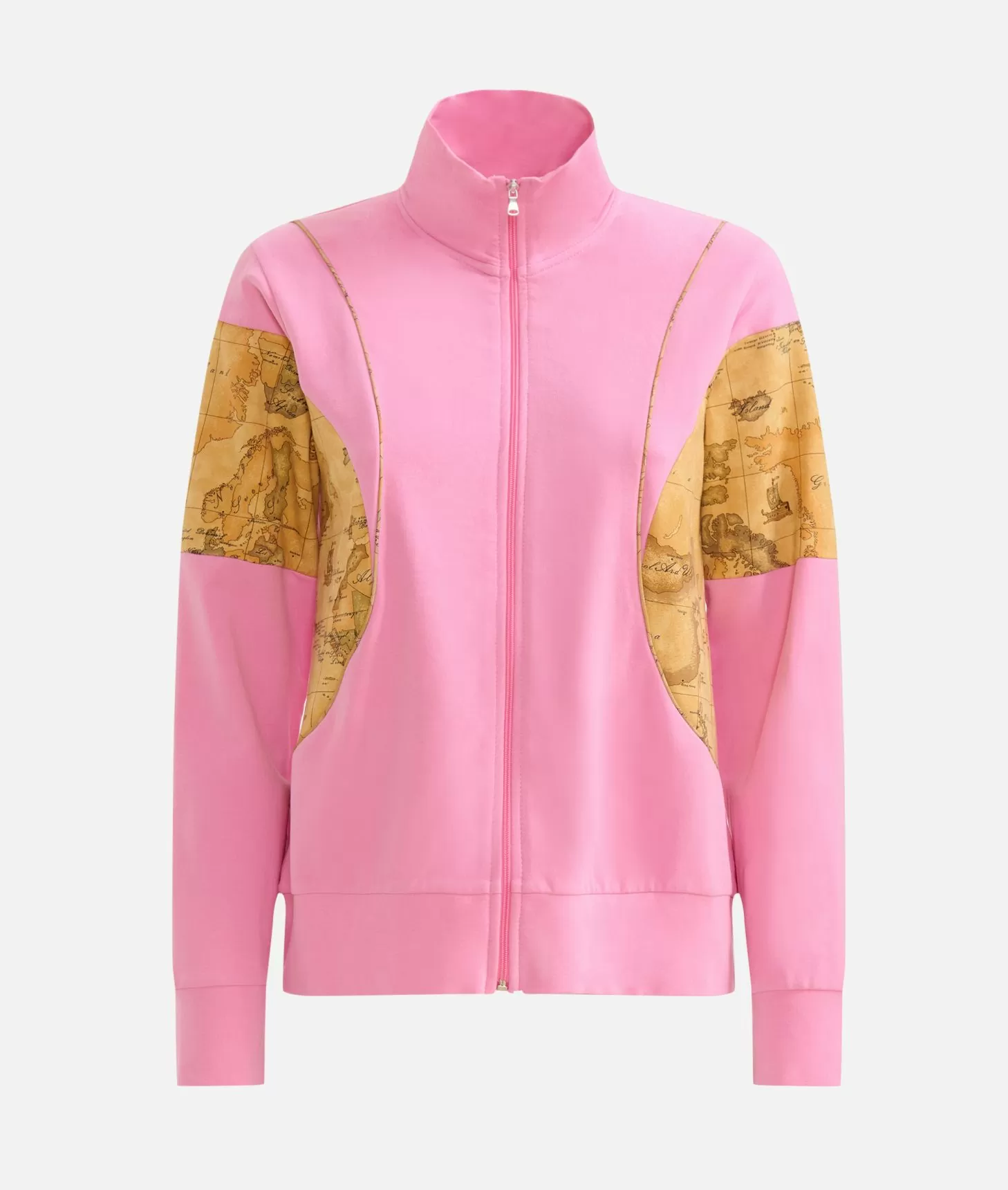 Alviero martini 1a classe Felpa con zip in cotone garzato stretch con inserti Geo Classic Rosa Confetto Sostegno trimestrale