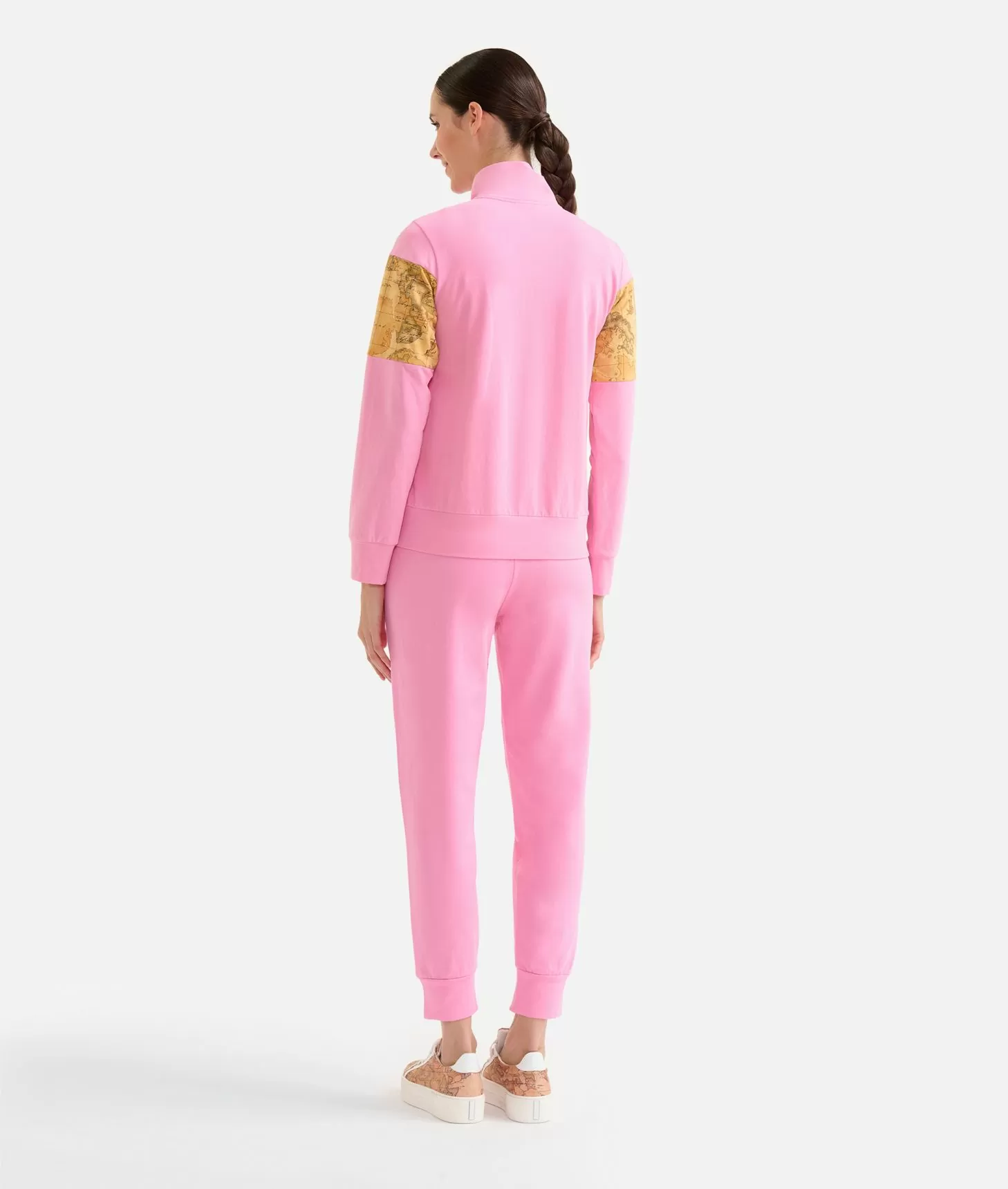 Alviero martini 1a classe Felpa con zip in cotone garzato stretch con inserti Geo Classic Rosa Confetto Sostegno trimestrale