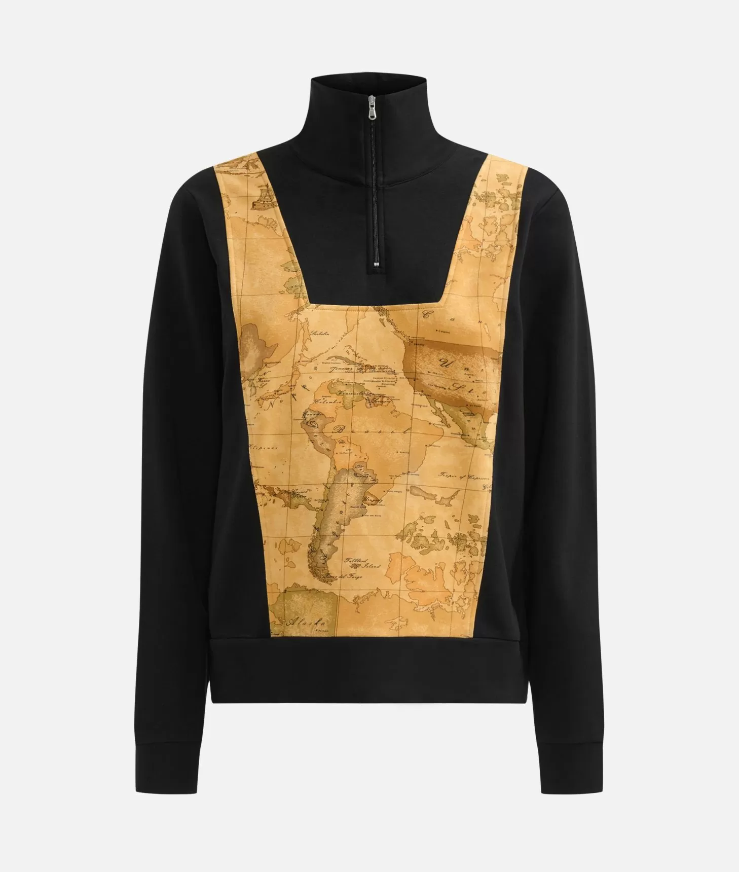 Alviero martini 1a classe Felpa in cotone garzato stretch con intarsio Geo Classic Nera Fino al 55% di sconto