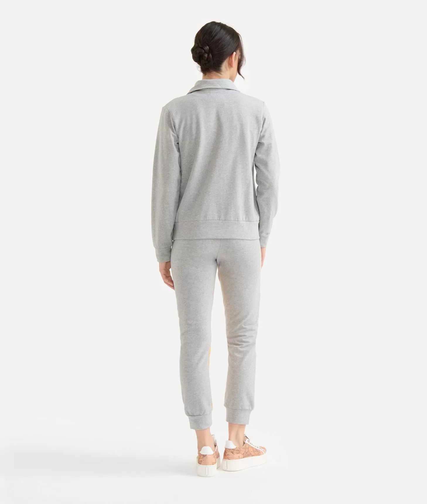 Alviero martini 1a classe Felpa in cotone garzato stretch con intarsio Geo Classic Grigia Discount Store per i nuovi prodotti