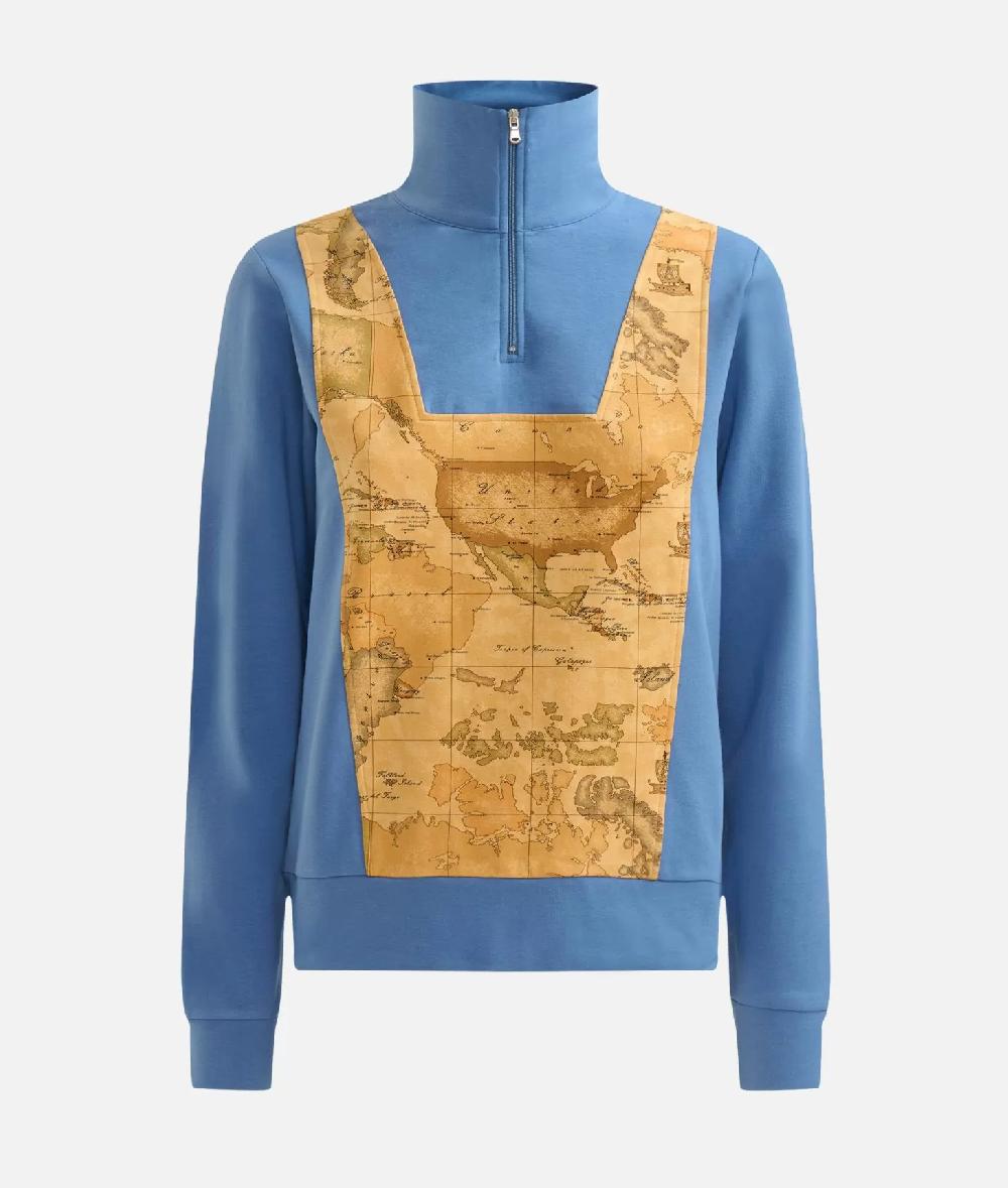 Alviero martini 1a classe Felpa in cotone garzato stretch con intarsio Geo Classic Denim Solo un giorno rimasto