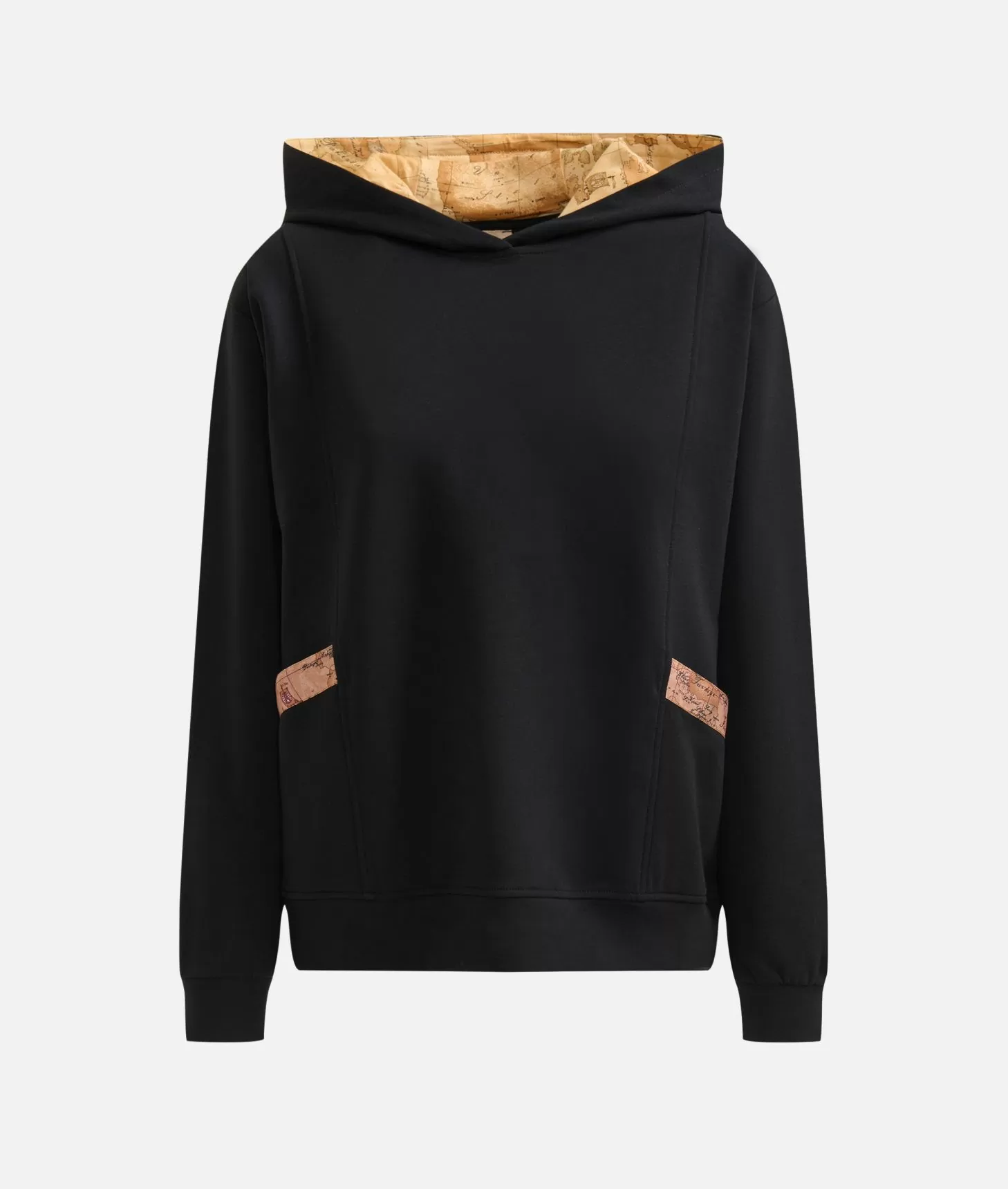 Alviero martini 1a classe Felpa in cotone garzato stretch con cappuccio Geo Classic Nera Enormi sconti