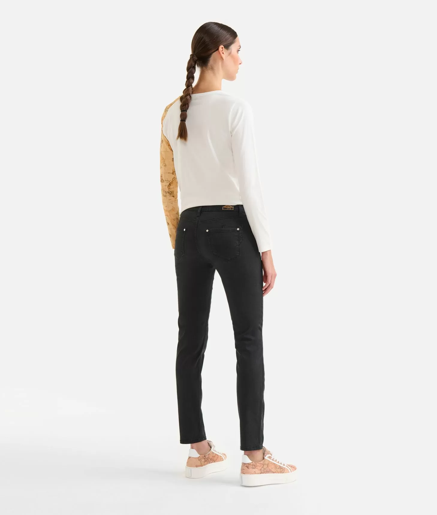 Alviero martini 1a classe Pantaloni in gabardina smerigliata con taschino Geo Classic Neri 50% di sconto con spedizione gratuita