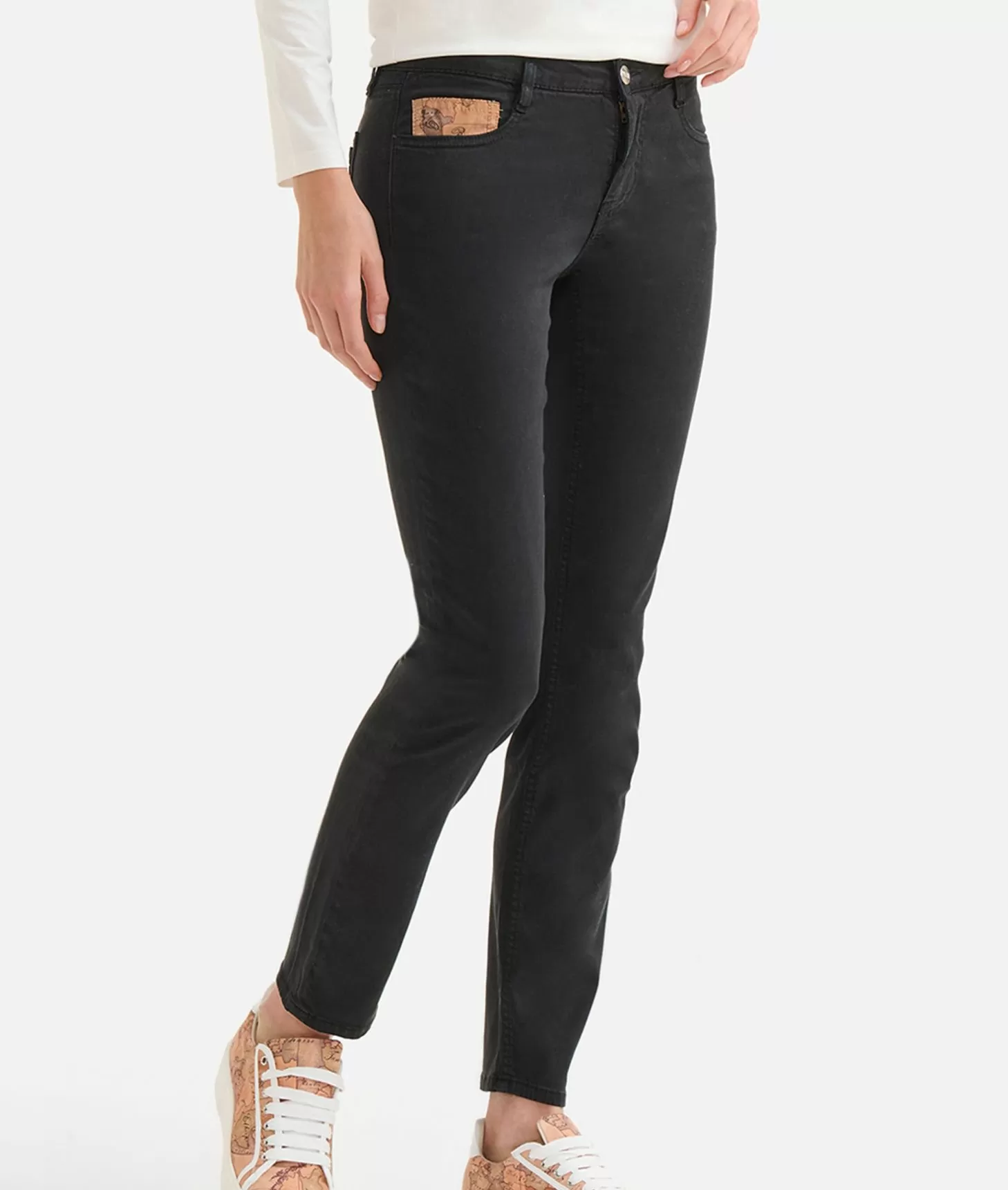 Alviero martini 1a classe Pantaloni in gabardina smerigliata con taschino Geo Classic Neri 50% di sconto con spedizione gratuita