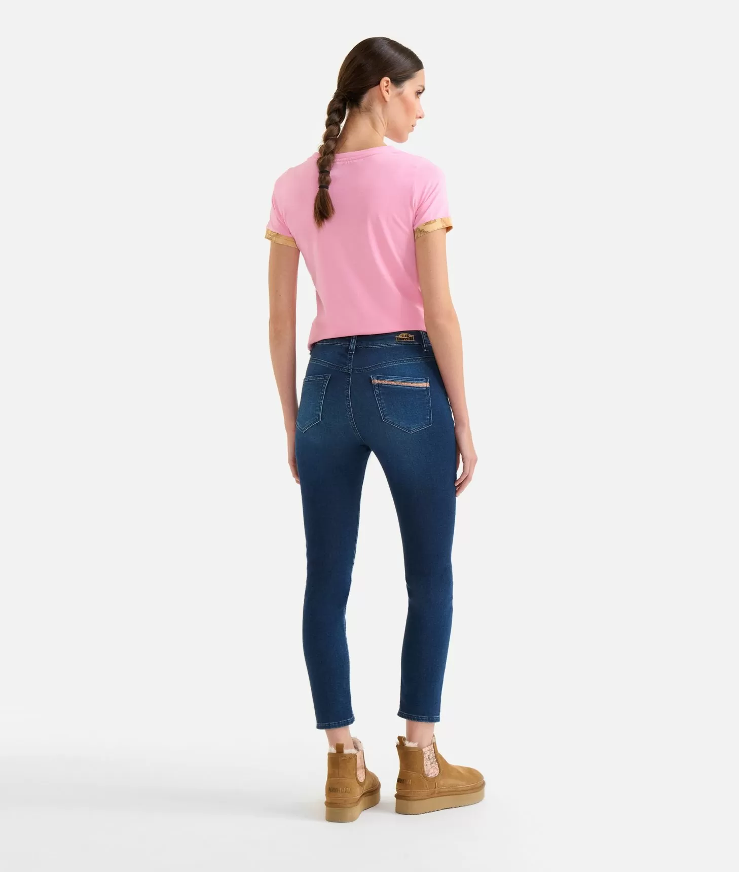 Alviero martini 1a classe Jeans slim in denim felpa a vita alta Blu Stone Officina