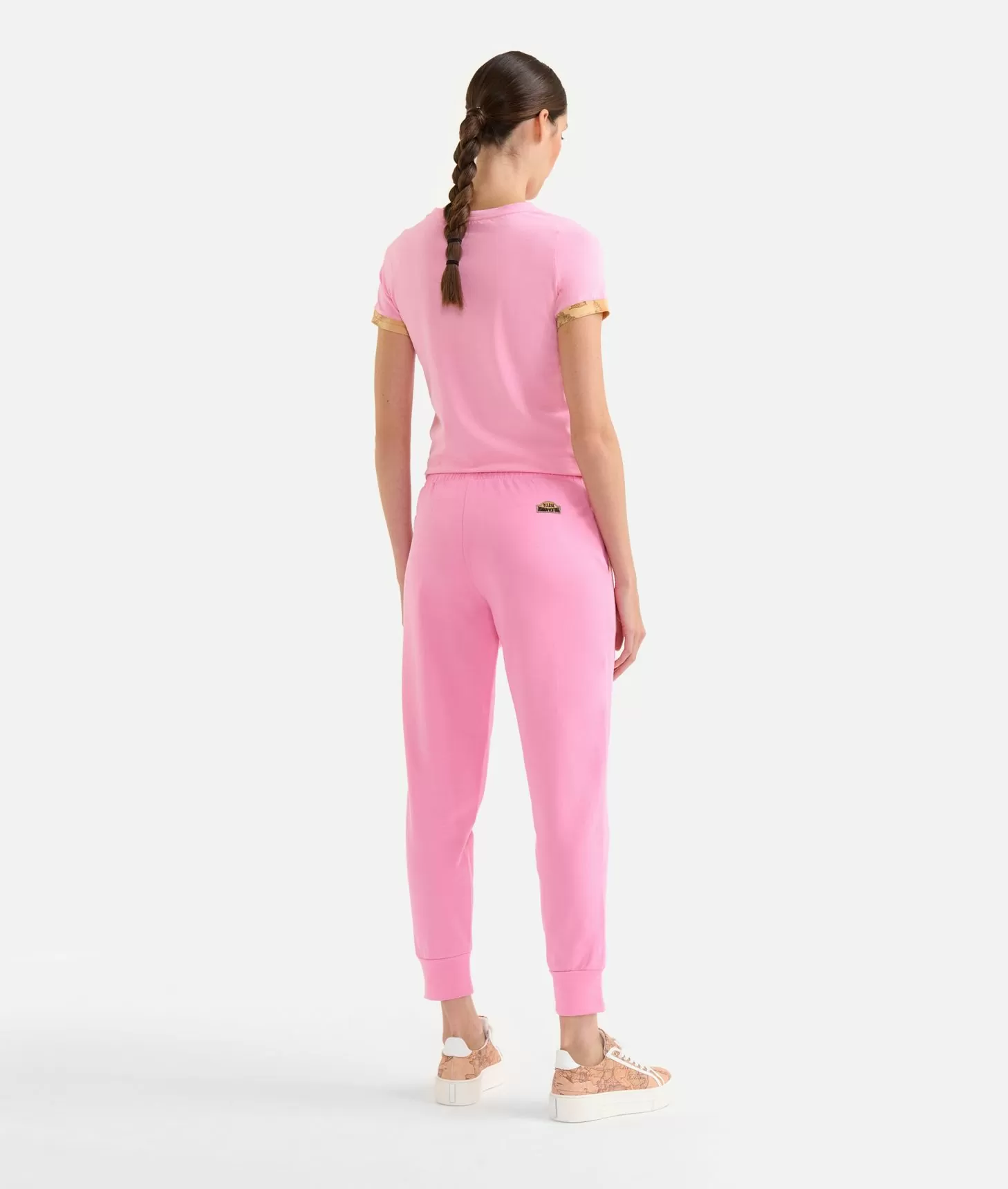Alviero martini 1a classe Pantaloni in felpa garzata stretch con dettagli Geo Classic Rosa Confetto Esporta salva