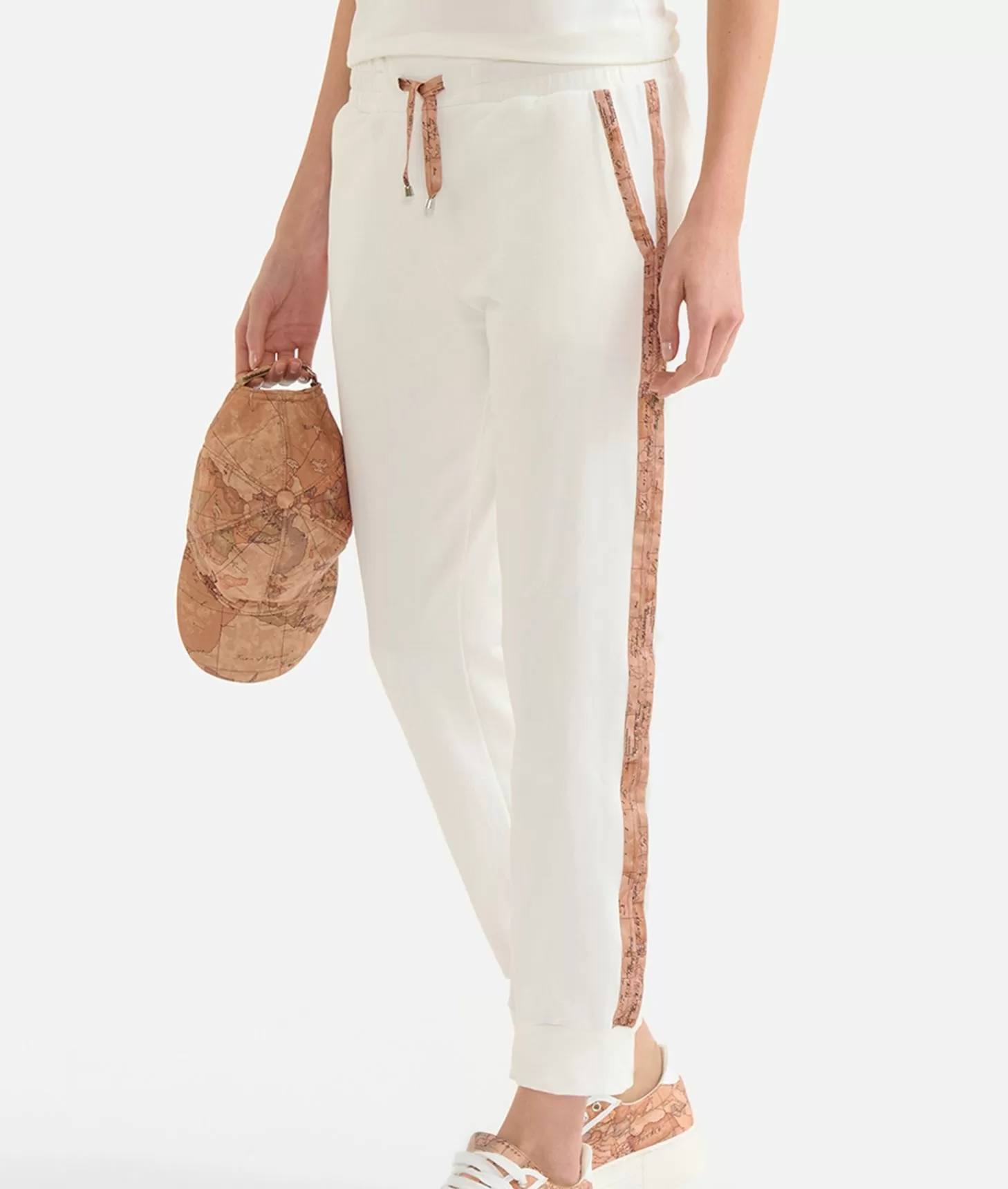 Alviero martini 1a classe Pantaloni in felpa garzata stretch con profili Geo Classic Avorio 2025