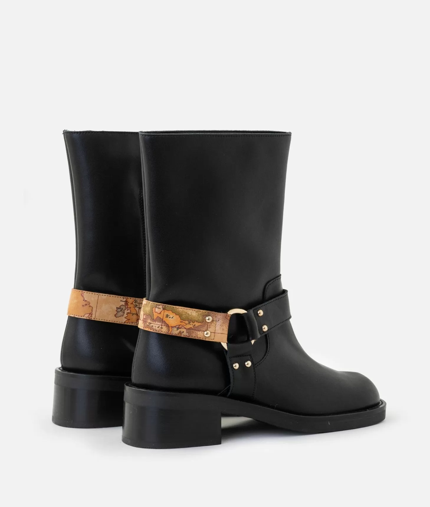 Alviero martini 1a classe Stivaletti biker in pelle liscia con dettaglio Geo Classic Neri Qualità