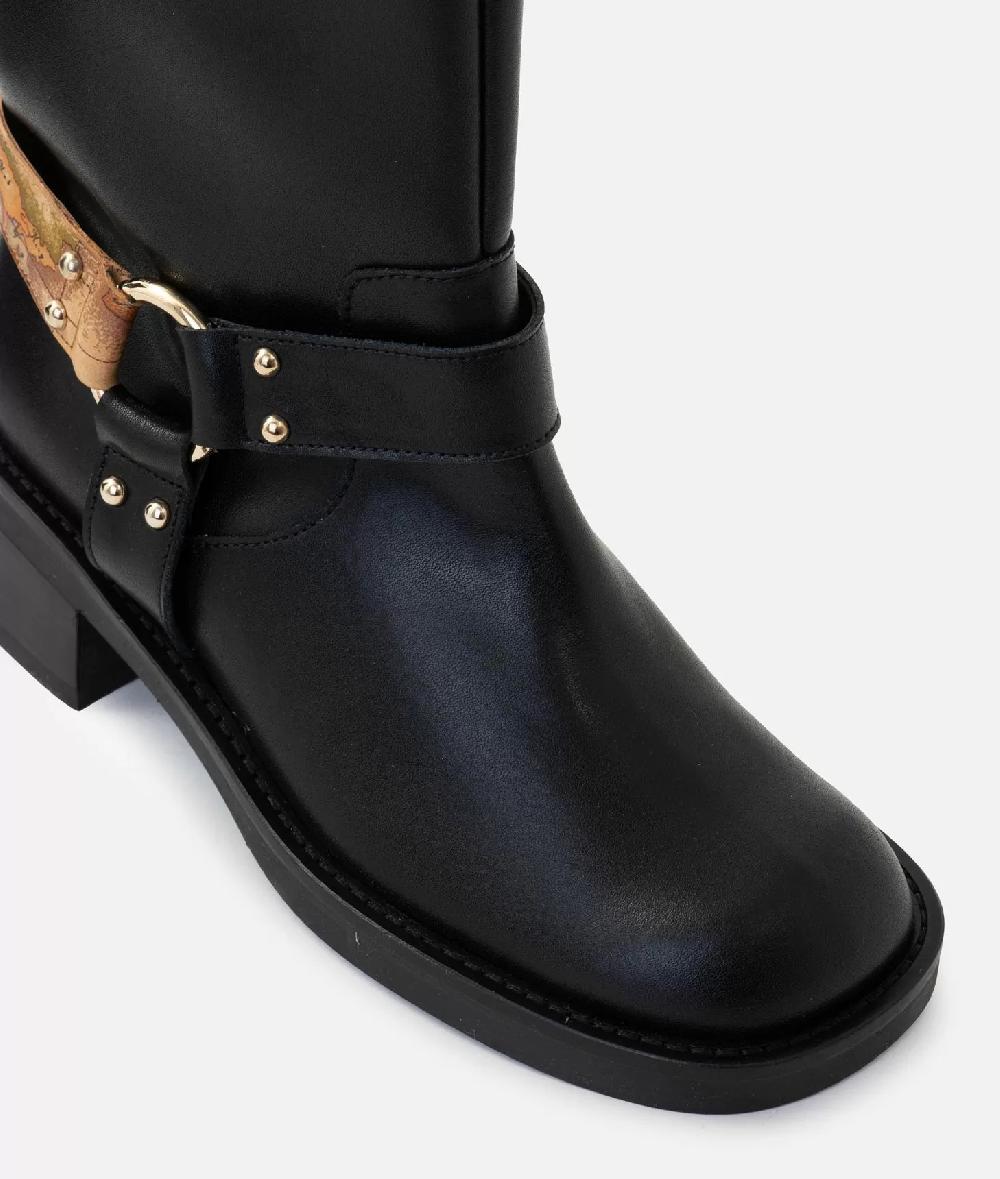 Alviero martini 1a classe Stivaletti biker in pelle liscia con dettaglio Geo Classic Neri Qualità