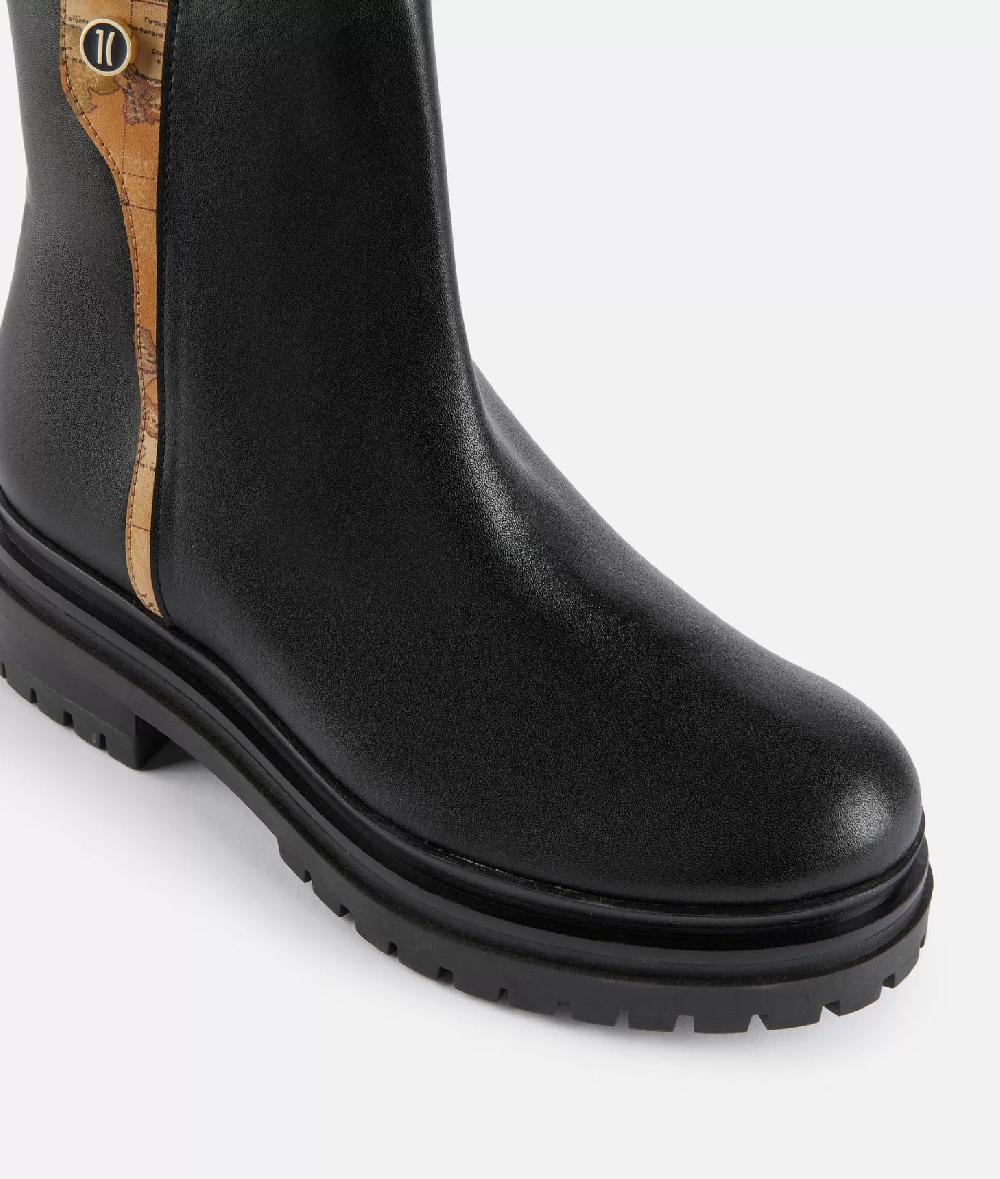 Alviero martini 1a classe Stivaletti beatles in pelle liscia con bottoncino 1C Neri Spedizione Gratuita