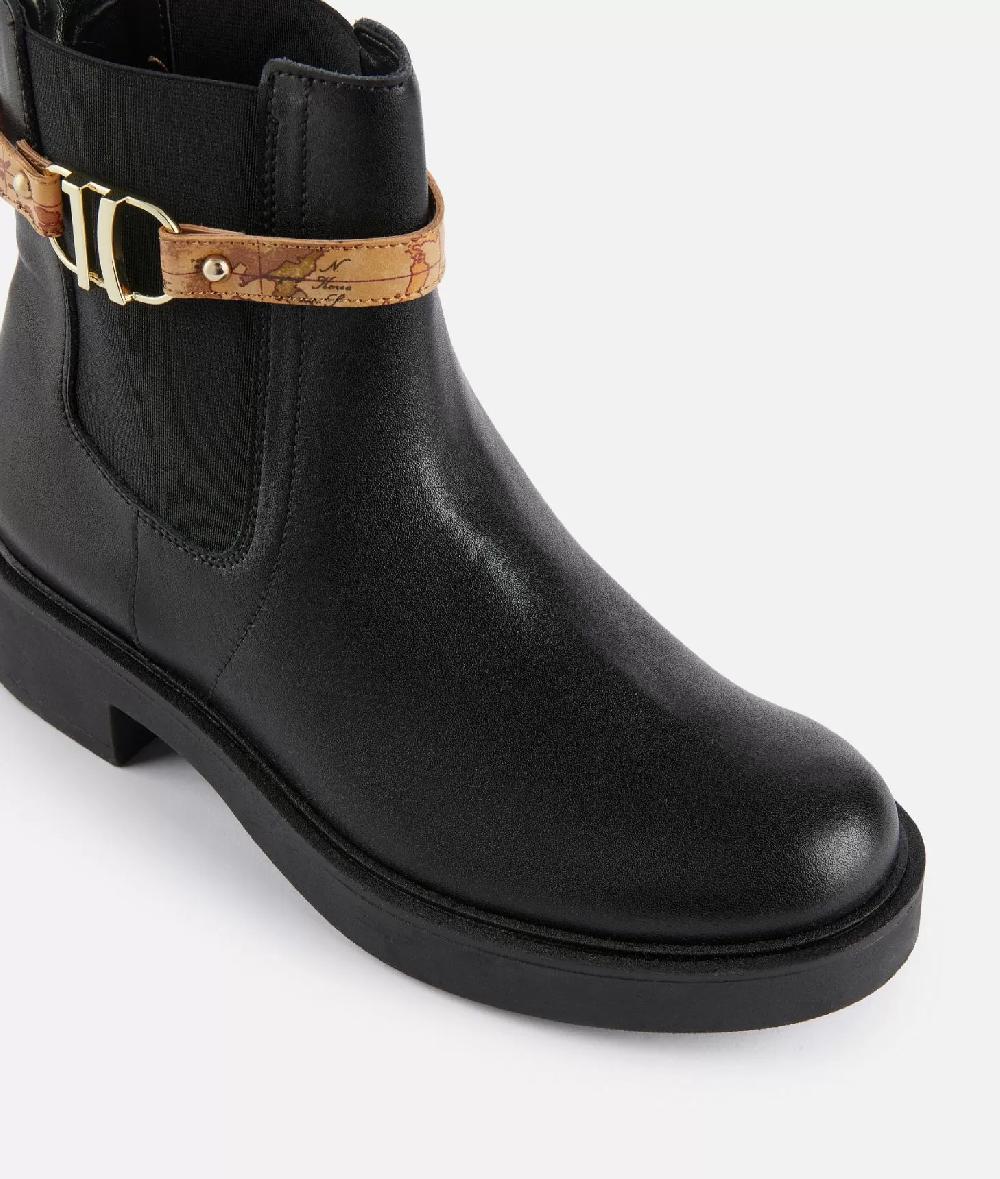 Alviero martini 1a classe Stivaletti beatles in pelle liscia con cinturino Geo Classic Neri Pezzi Unici