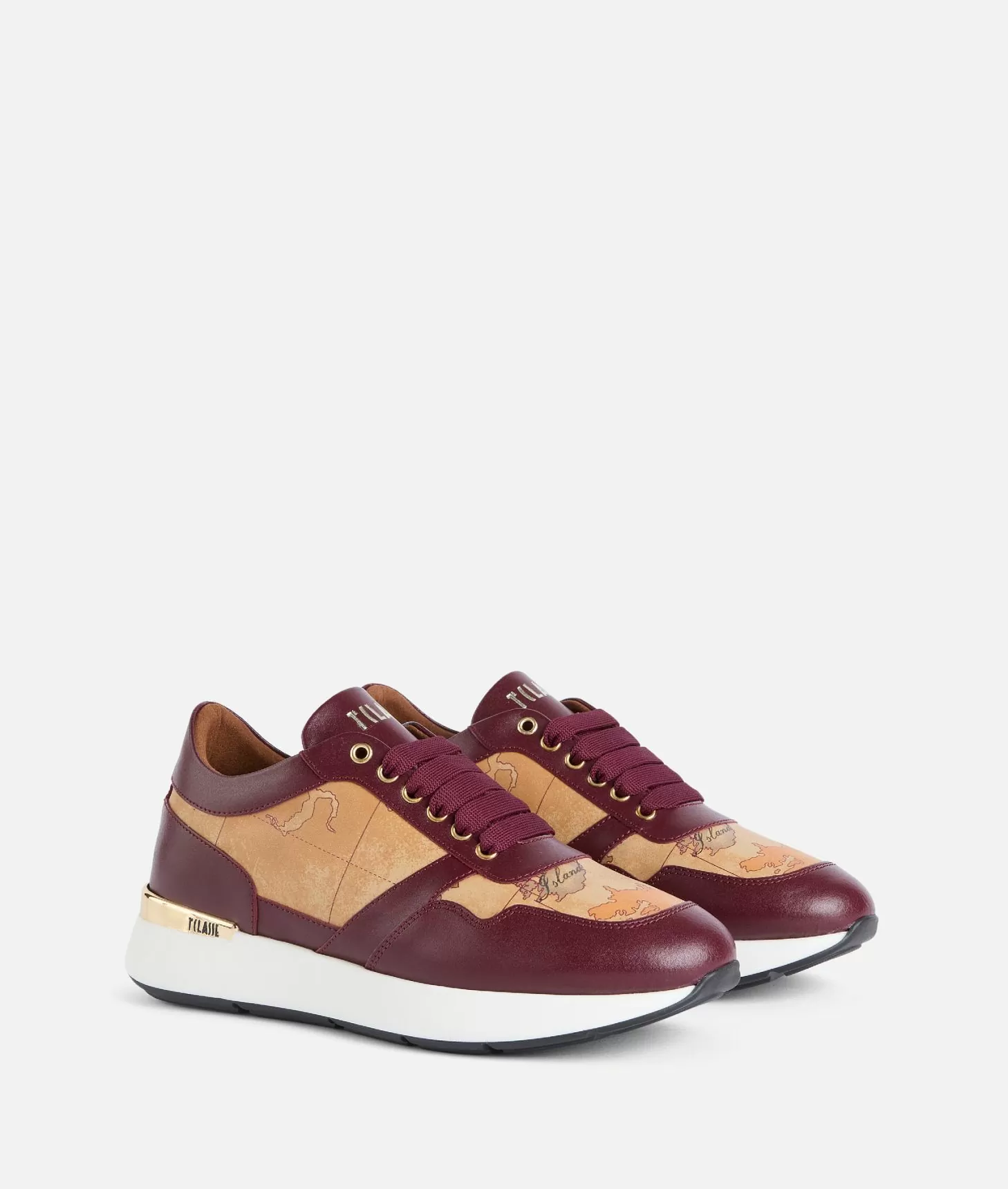 Alviero martini 1a classe Running in pelle liscia con dettagli Geo Classic Burgundy Vendita calda
