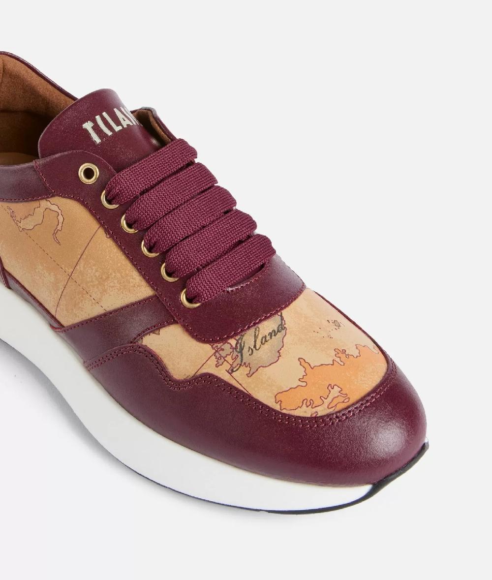 Alviero martini 1a classe Running in pelle liscia con dettagli Geo Classic Burgundy Vendita calda