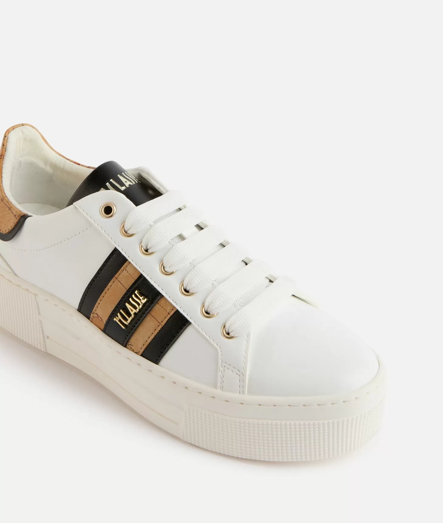 Alviero martini 1a classe Sneakers in eco nappa con bande laterali Bianche Offerte stagionali