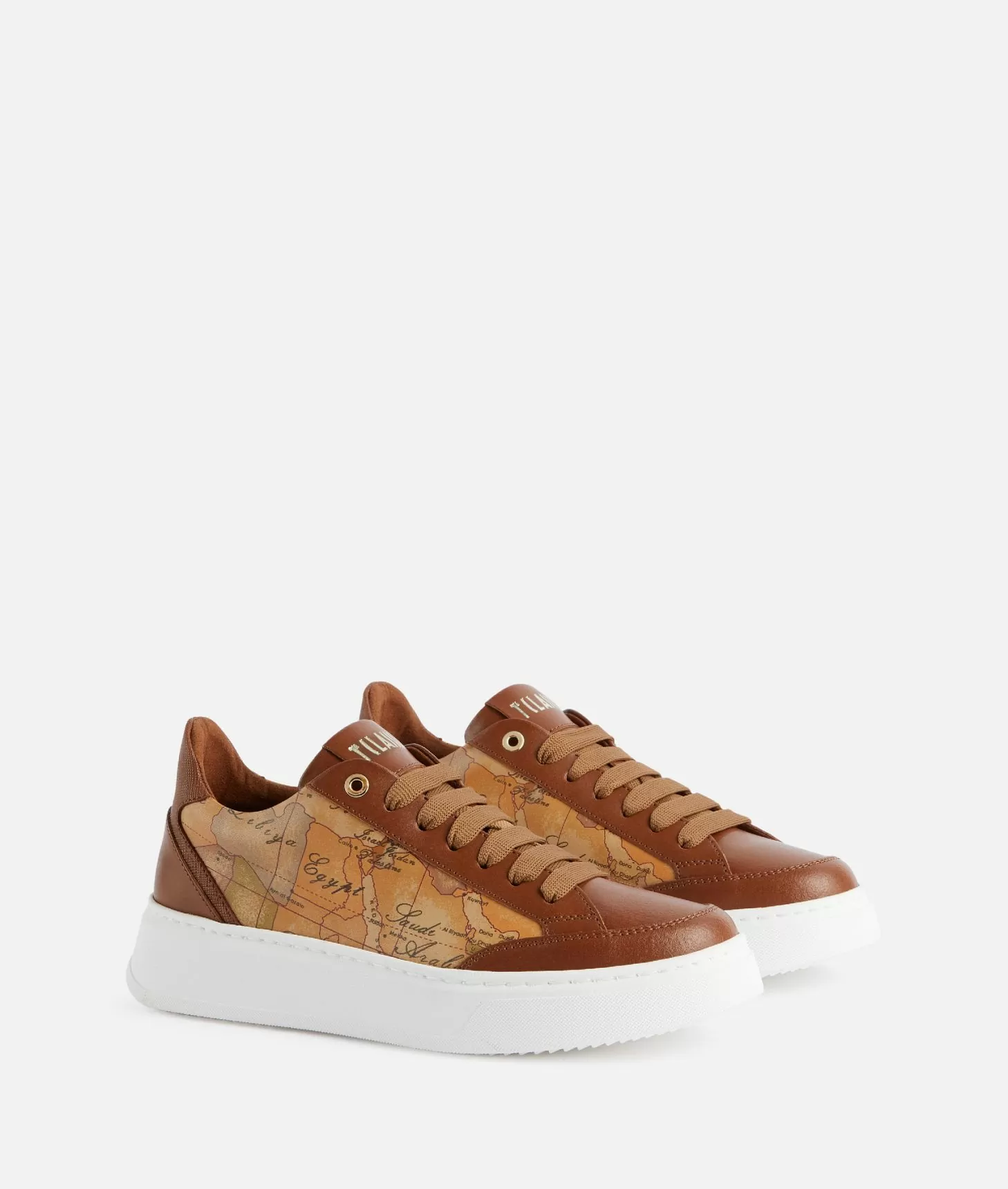 Alviero martini 1a classe Sneakers in pelle liscia con inserti Geo Classic e Saffiano Castagna Offerta settimanale