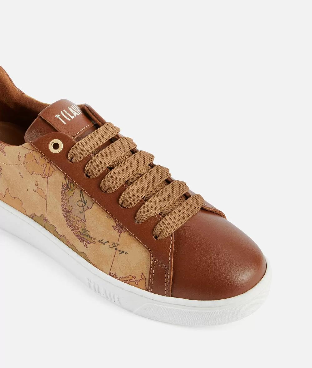 Alviero martini 1a classe Sneakers in pelle liscia ed eco nappa Geo Classic Castagna Ultimi due giorni