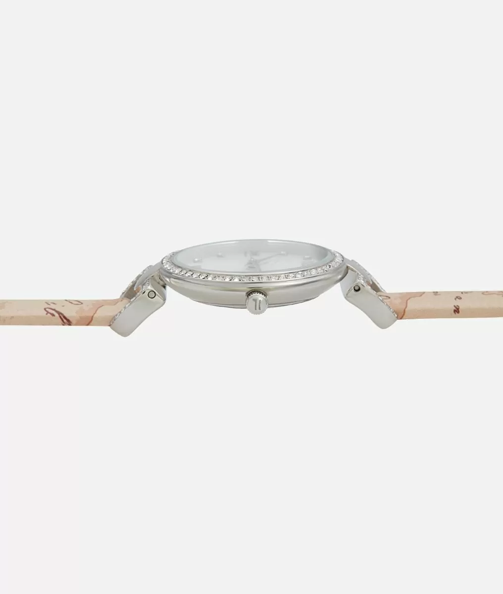 Alviero martini 1a classe Madagascar orologio con cinturino in pelle stampa Geo Beige Italia