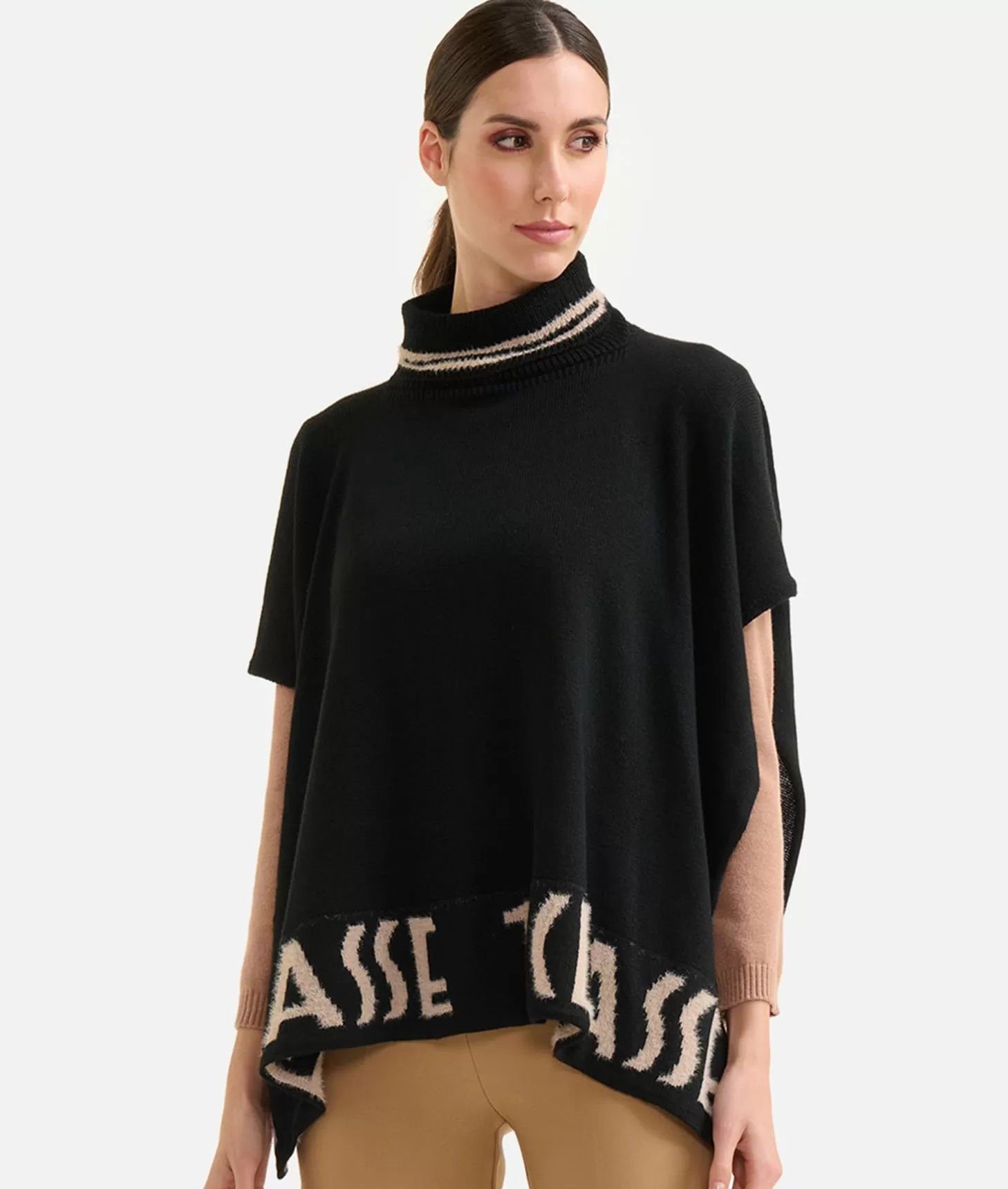 Alviero martini 1a classe Poncho a collo alto con logo Nero Online