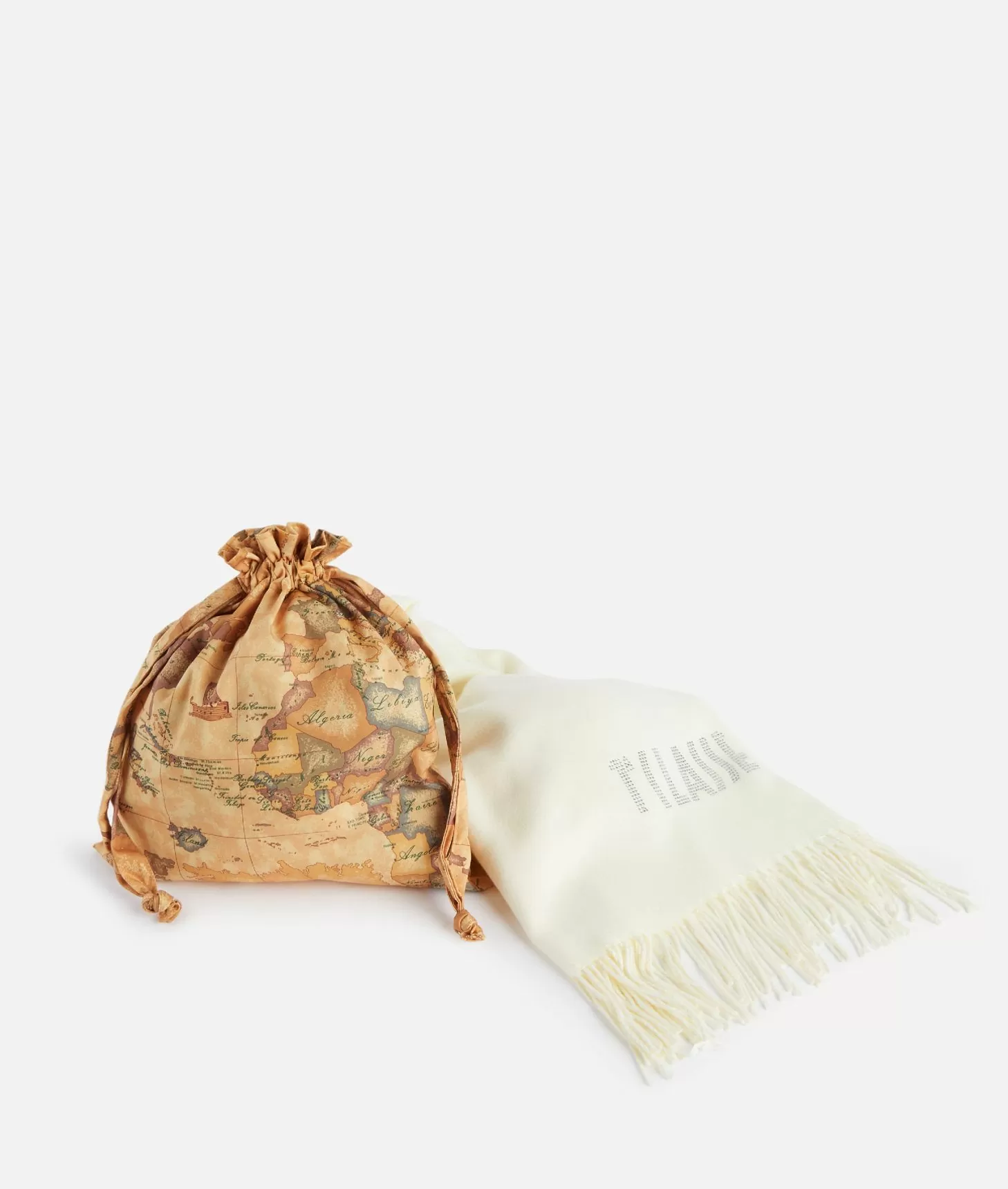 Alviero martini 1a classe Stola con logo in strass 72x175 Bianco Latte Offerta Pasqua