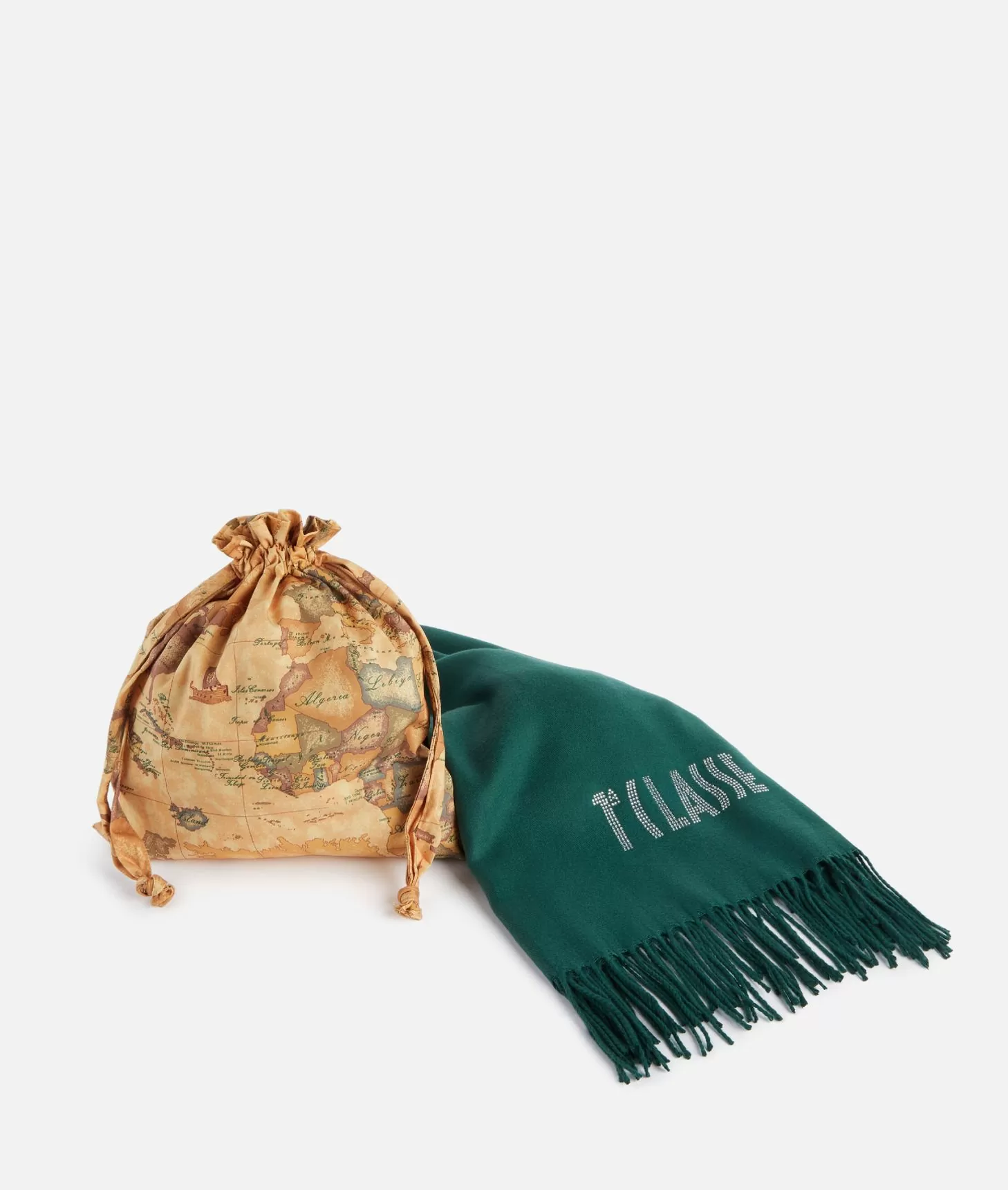 Alviero martini 1a classe Stola con logo in strass 72x175 Verde Bottiglia Offerta per la Festa della Mamma