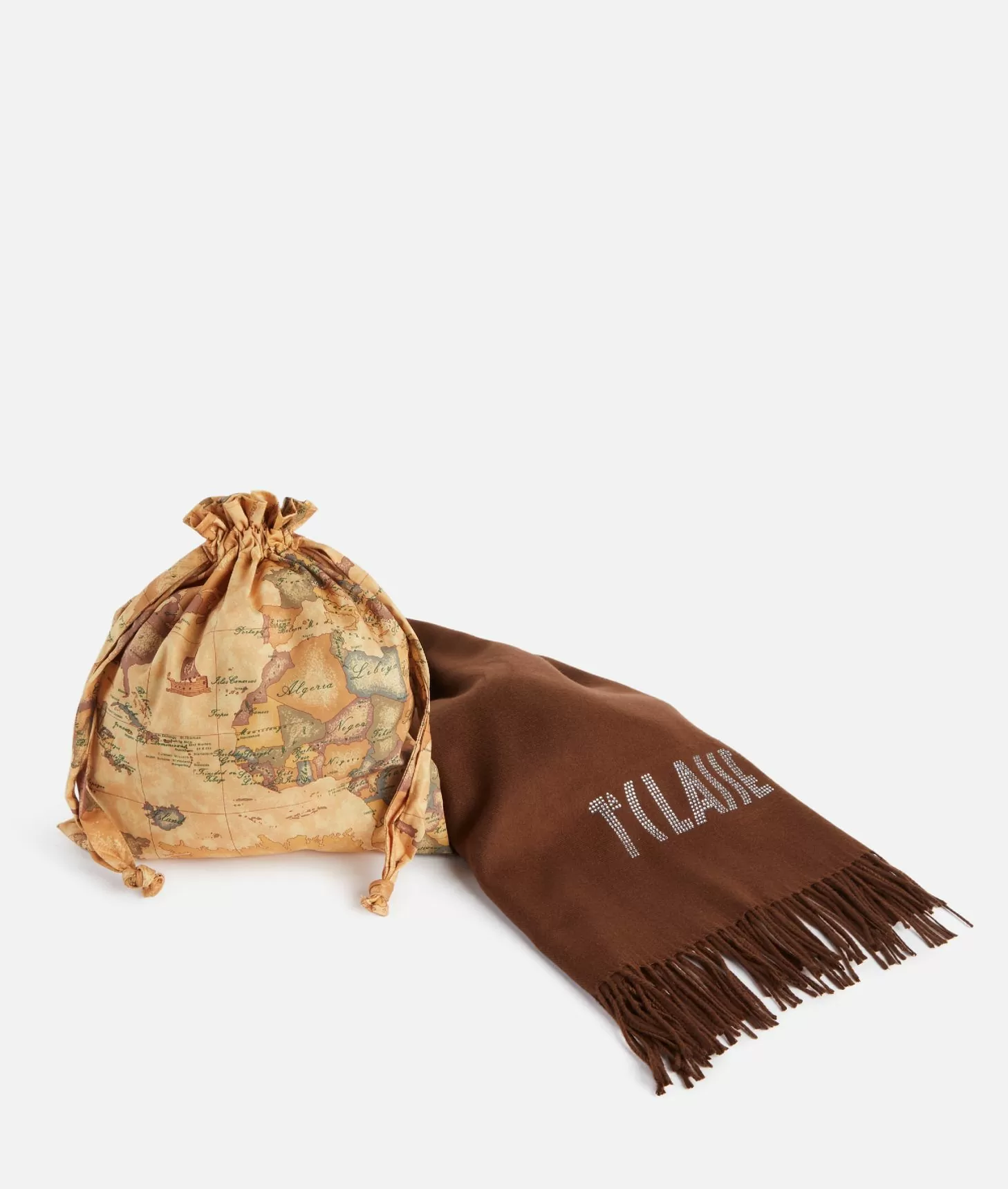 Alviero martini 1a classe Stola con logo in strass 72x175 Cioccolato Offerta Giorno del Papà