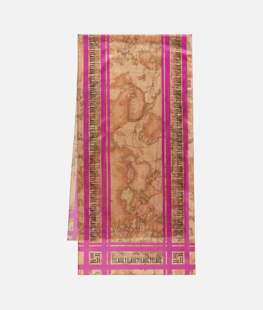Alviero martini 1a classe Sciarpa con loghi in cornice 48x180 Ciclamino Offerta temporanea
