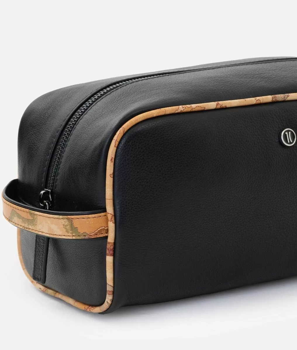 Alviero martini 1a classe Pouche in pelle con dettagli in stampa Geo Classic Nero Offerta temporanea