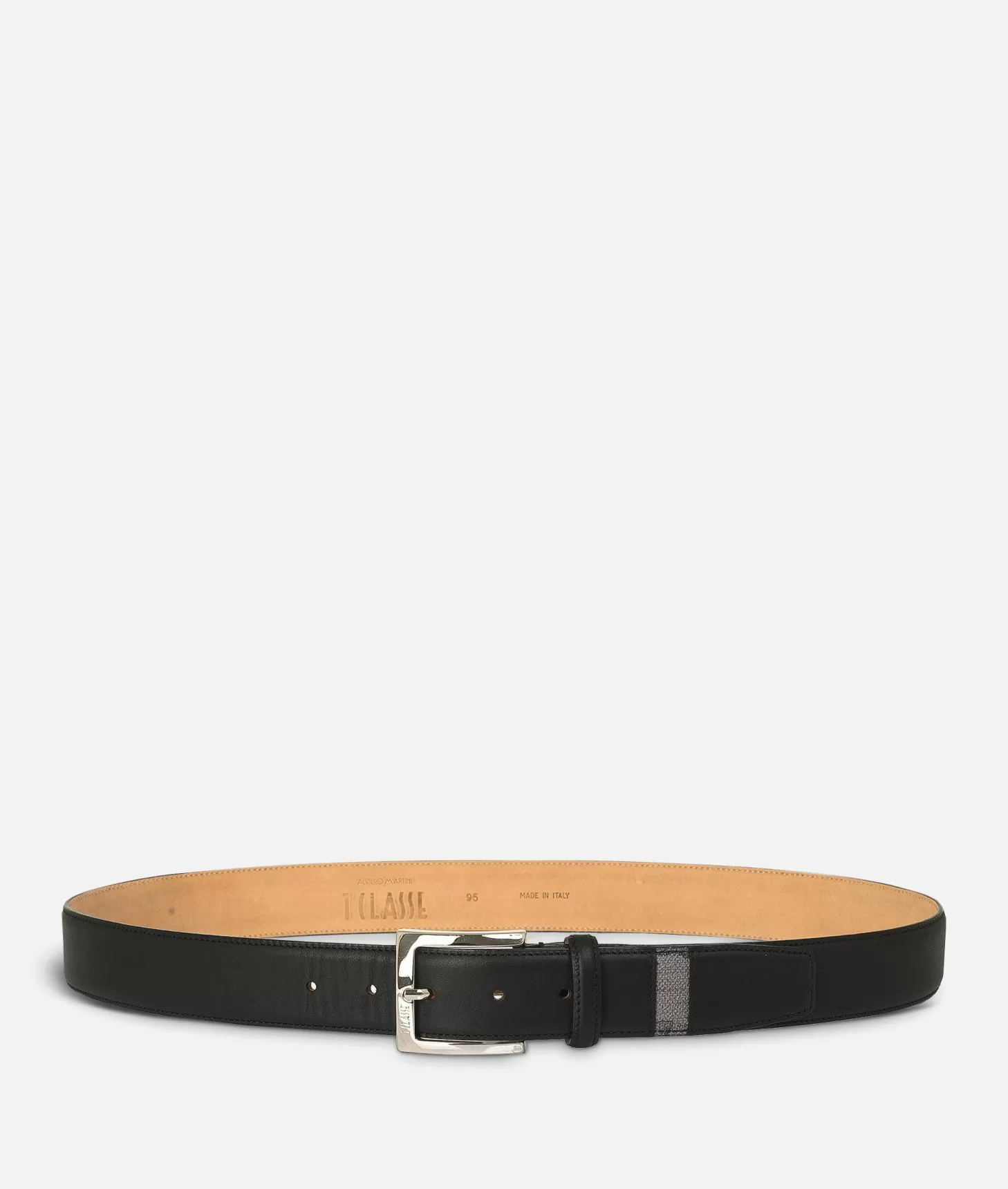Alviero martini 1a classe Cintura in pelle rifinita in tessuto Geo Dark Offerta settimanale